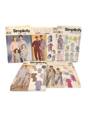 Simplicity McCall's Sewing Pattern Lot Pajamas Robes Family Sleepwear Easy